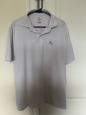 Rhoback - White Performance Polo with Navy Logo - Men’s Large